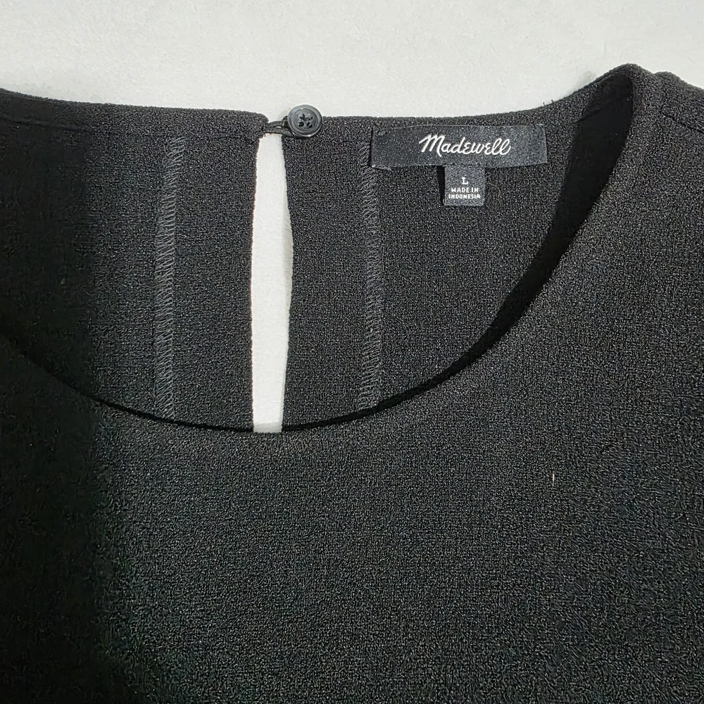 Madewell Flutter-Sleeve Mini Dress True Black Sz L - Picture 10 of 14